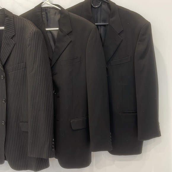 3 suit jackets for $25! One pinstriped and the other two are black. Size Medium. - Picture 3 of 4